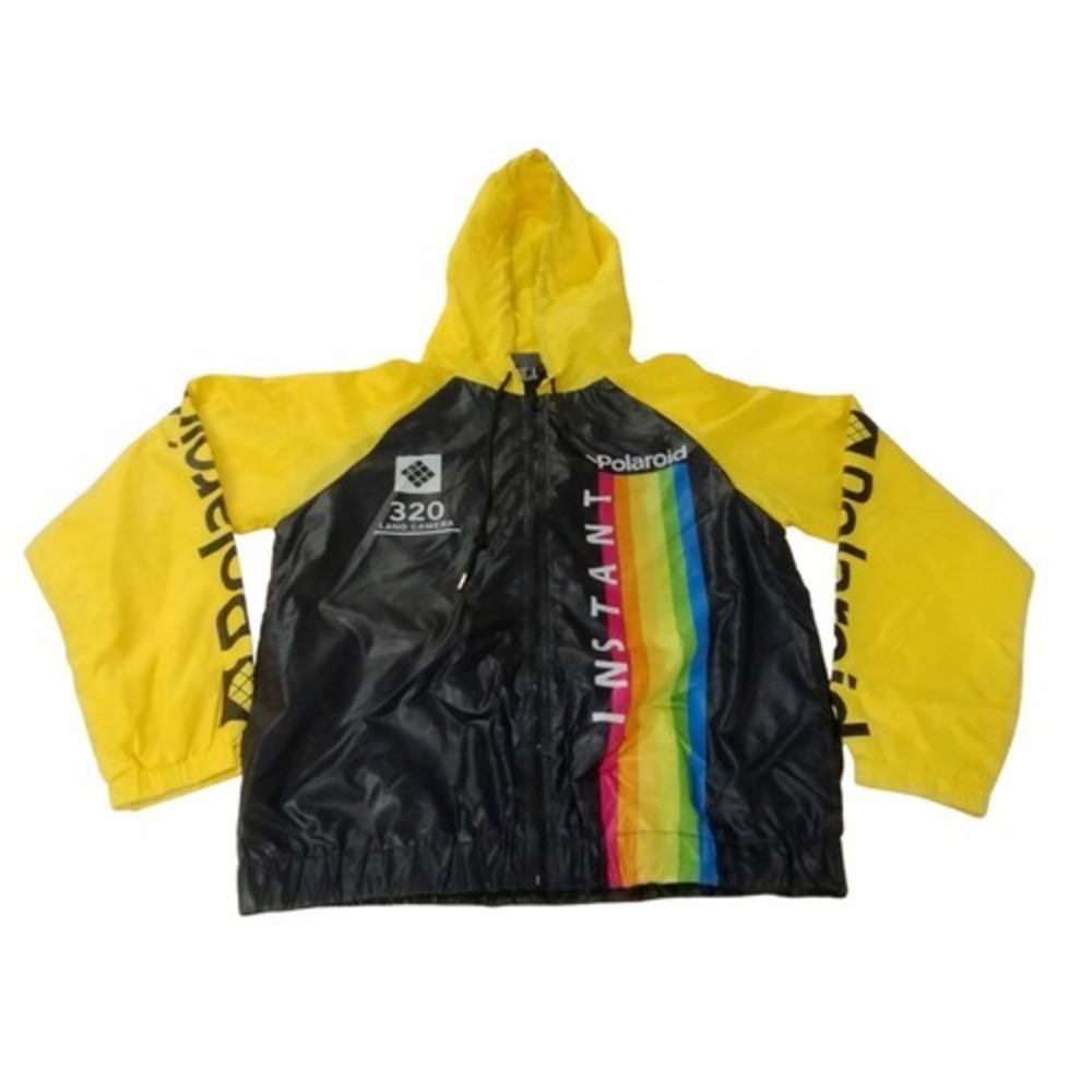Polaroid Womens Colorblock Hooded Windbreaker Jacket Yellow Black‎ Womens Medium